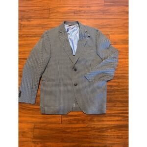 Kroon Bono 2 Mens Gingham Blazer Sport Coat Navy White 40S W72038 KS104